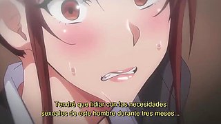 Sex addicted brunette gets creampied every time she has sex, hentai