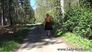 Lady Sonia Stripping in the Woods