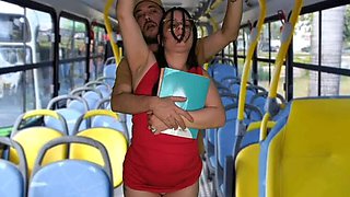 Hot Latina Teen Groped on Bus - Public Handjob & Big Cock Fun