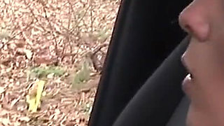 Brunette chick enjoys anal fuck in a car