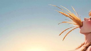 A Countryside girl in wheat field, well-prepped for messy