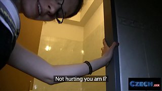 Czech xxx - geeky college girl fucked hard in shower for money