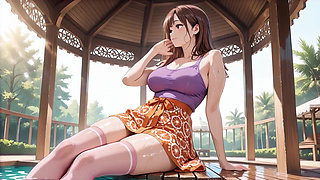 Big Tits Hentai Beauty Bounces Passionately on Tropical Porch - Dripping Wet!
