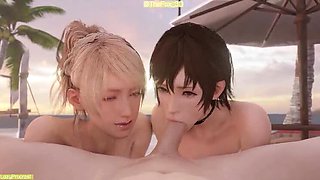 Final Fantasy XV Beach Party 3D Hentai - Six Girl Anal Group Sex Compilation Remix