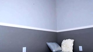 Amateur redhead Dasha with glasses masturbates