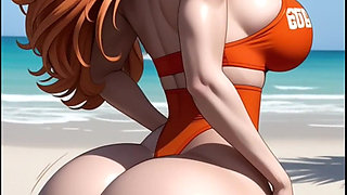 Huge Ass Bounce on Beach, Ai Animation
