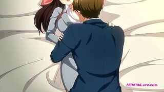 MILF agent initiates hard bedroom sex with younger colleague