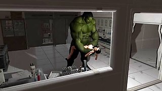 Hot Milf Gets Nailed By Huge Green Monster Cock and Creampied