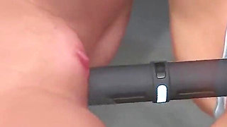 Close up Lesbian Double Dildo Fucking