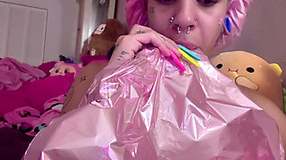 Helium Balloon Voice Changing Boob Flashing Teen Bimbo Whore Acting Silly with High Voice After Inhaling Helium Balloons Teasing