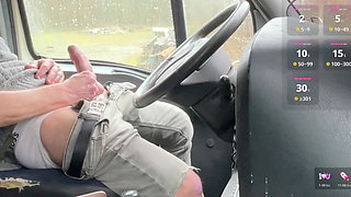 Rainy evening at the highway rest area - a curious passerby approaches my truck