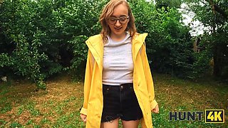 Hunt4k. opened up her hole right in the woods