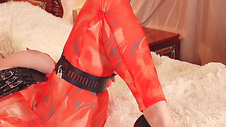 Sexy hot blonde MILF bondage video in spandex with gag