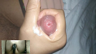 Wife Masturbates for Husband on a video call
