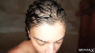 Tatted Babe Going Wild in the Shower