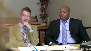 Brunette In Court Gets Licked Then Fucked On The Chair And Desk