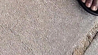 Hot Fudge Tasty Feet Left Foot Wrapped at the Bus Stop