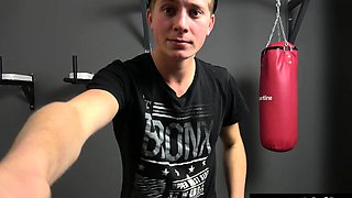 Cute Blond Czech Boy Shows Off Big Dick and Balls in Gym