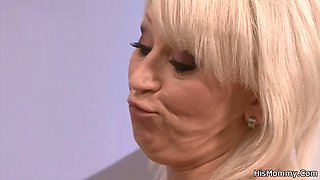 Guy finds his blonde mom fucks teen girl