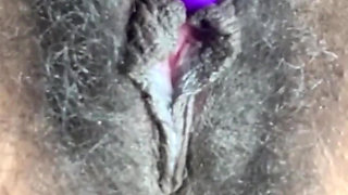 Close up Stimulating My Big Clit Hairy Pussy Creaming