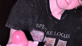 Nerd with glasses uses mouth and toes to please cock