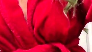 Perfect blond making solo masturbation