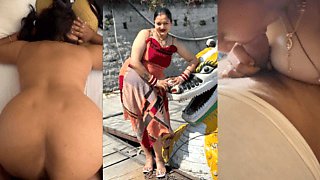Dignified Indian Aunty Turns Into Conclude Pecker-Greedy Jizz Guzzler For Young Hard-on
