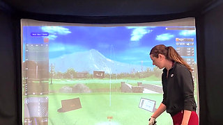 Trying to Golf in a Simulator with My Lush in! Trying Not to Cum While I Swing!