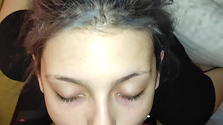 Teen Deepthroats Me and Masturbates with Milk From Her Tits