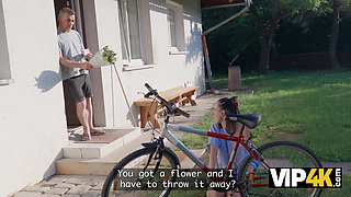 VIP4K. Please, Daddy, fix my bike and my pussy