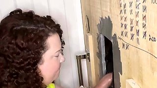 Busty glory hole blowjob skank facialized