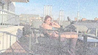 Gorgeous Redhead Flaunts Oily Handjob on Open Terrace Under Blazing Sun Spreading Legs for Steamy Sedu