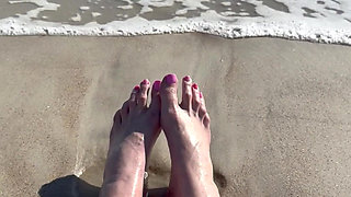 Waves Crashing on Size 16 Feet & Legs