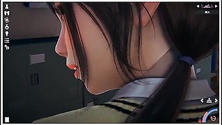 School uniform teasing in a sensual Japanese setting