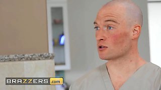 Bridgette B is shy of her fresh masseuse so she blindfolds him so he doesn't witness her bare body - brazzers