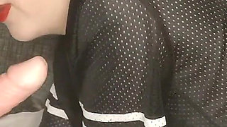 A Young Pregnant Girl in Glasses Sucks Fake Cocks