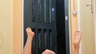 Amateur homemade solo skinny british trans public outdoor risky extremely deep XL anal dildo play in my apartment hallway x