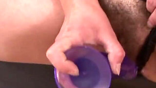 Hairy brunette fucked hard by a BBC dude on the couch