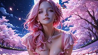 Rosy-Haired Anime Stunner's Cherry Ass inside-out Deep throat Bliss