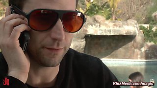 Muscular debt collector fucks mom in bondage