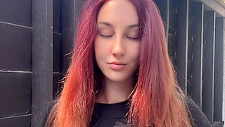 Smoking Outdoor Along Hair Fetish and Boobs Flash