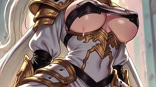 White-haired elf warrior gets fucked by slime