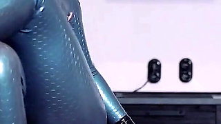 Curvy Sexy MILF with Big Ass in Latex Rubber Catsuit