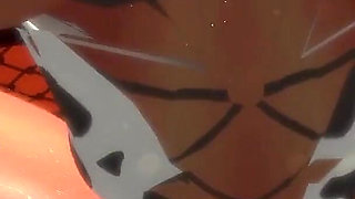 Anime Cow Milk Girl Gets Fucked Standing up in a Sex Cage Show