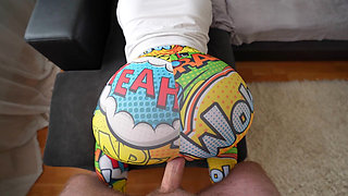 Caught My Stepsister Masturbating and Fucked Her, Tearing Her Leggings on Her Big Ass