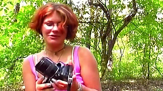 Mature Redhead MILF Takes Facial Cum Outdoors