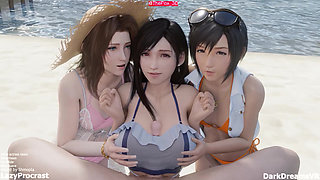 Final Fantasy VII FF7 - Beach Foursome Remix WM By LazyProcrast Animation 3D Hentai