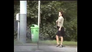 German Cutie Peeing in Public Outdoor Space