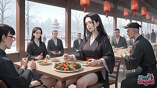 Sexy, Dirty Seduction in a Snowy Café with Kimono Cream Drip - Horny, Hardcore Porn!