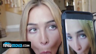 Natural boobed massive sister Blair Williams takes creampie from wild stepbro